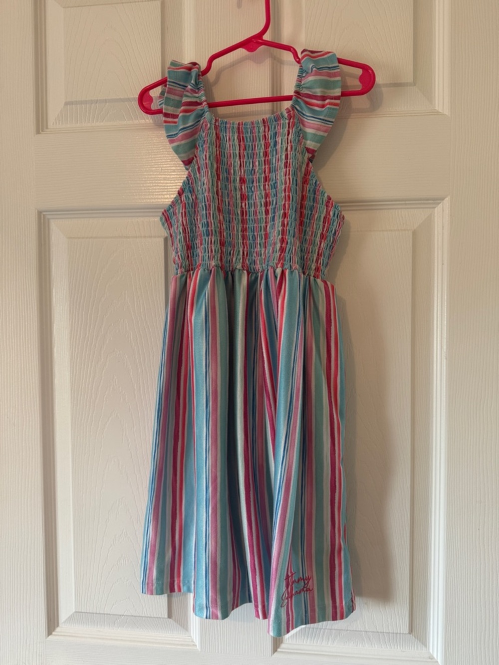 Tommy Bahama Girls' Striped Smocked Sundress in Pink, Blue & White